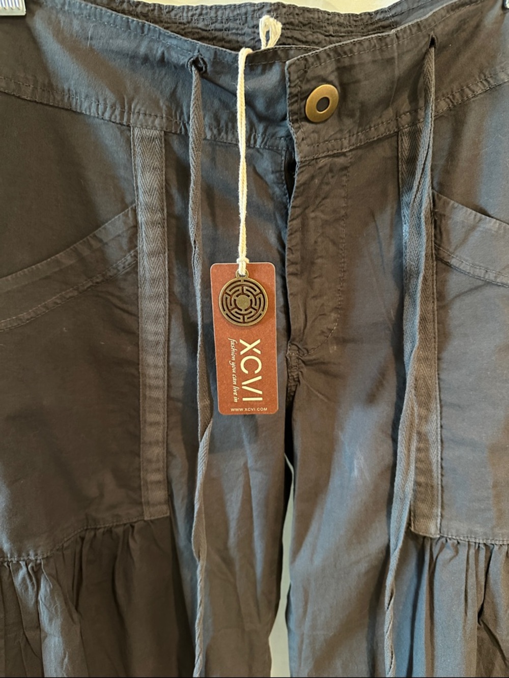 XCVI Willow Charcoal Tiered Drawstring wide leg pants